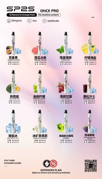 SP2S 5000口拋棄式電子煙💗結合多款人氣口味與輕便設計